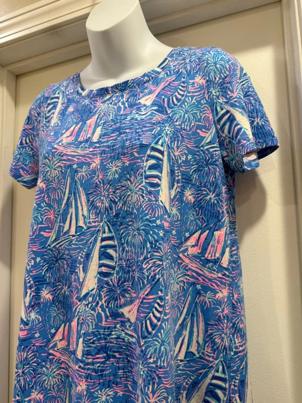 Lilly Pulitzer Cody It’s a Sailabration Pima Cotton T-Shirt Dress Small